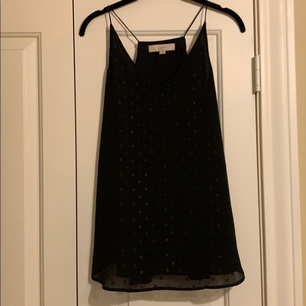 Black shimmer polka dot blouse